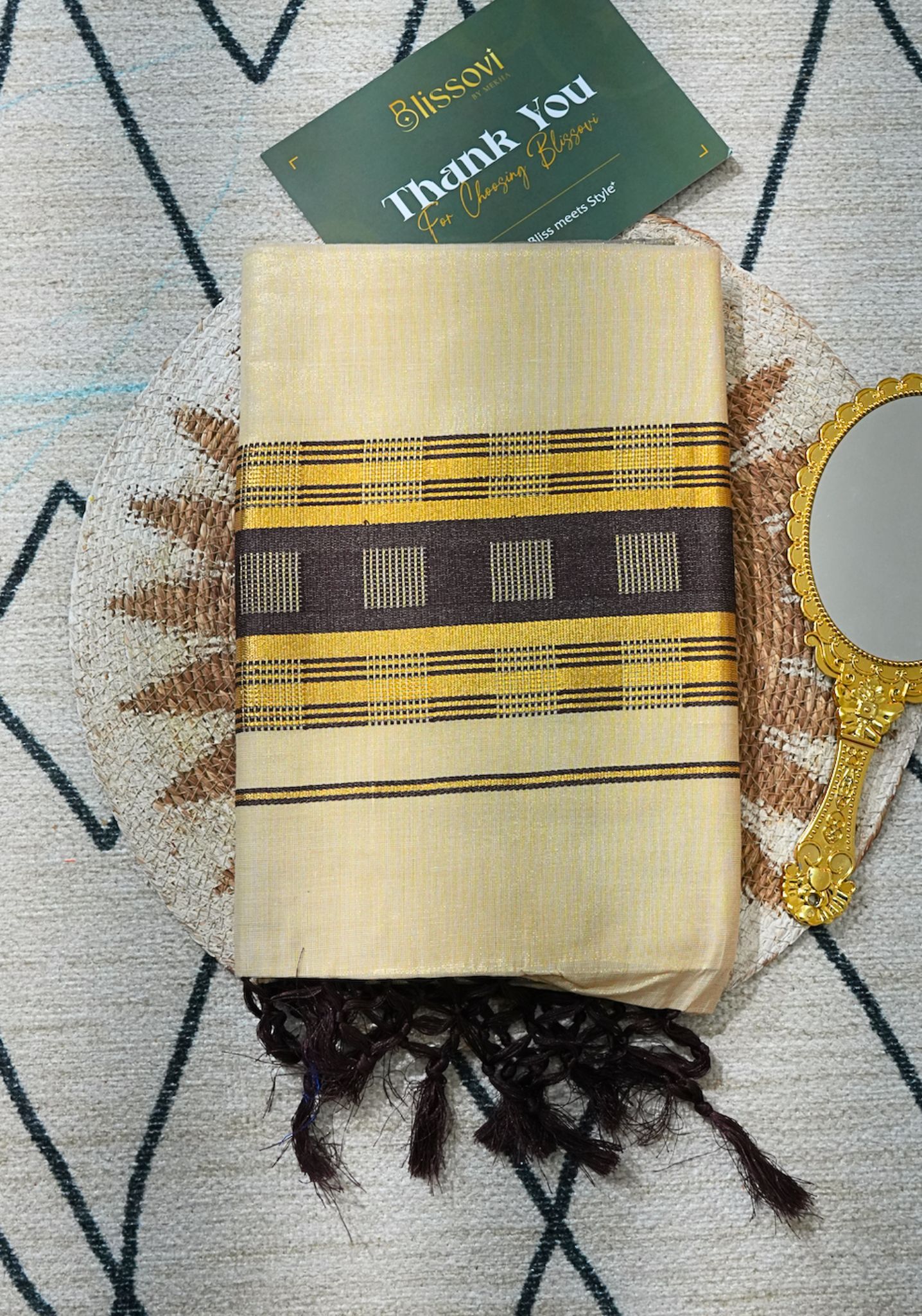 Rudra Contrast Kasavu Tissue Saree